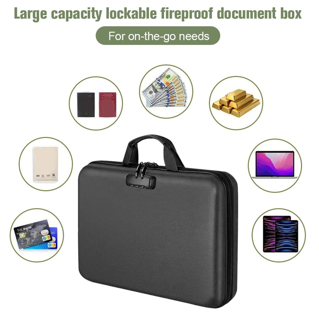 Document Organizer Waterproof and Fireproof Document Box with Lock Home Travel Strong Fireproof Safe Storage Box for Letter Size