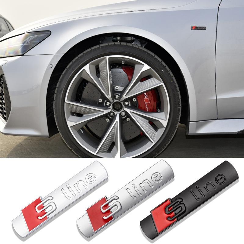 3D Metal Sline Logo S Line Emblem Car Fender Side Badge For Audi A1 A2 A3 A4 A5 A6 A7 A8 TT S3 S4 S5 S6 S7 Q2 Q3 Q5 Q7 Q8 RS3 R8