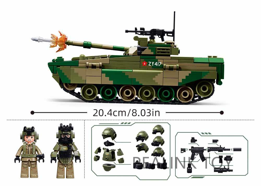 Sluban Set di Mattoncini Serbatoio Militare Veicolo Corazzato con Figure di Soldati Mattoncini Militari Giocattoli Educativi per Bambini