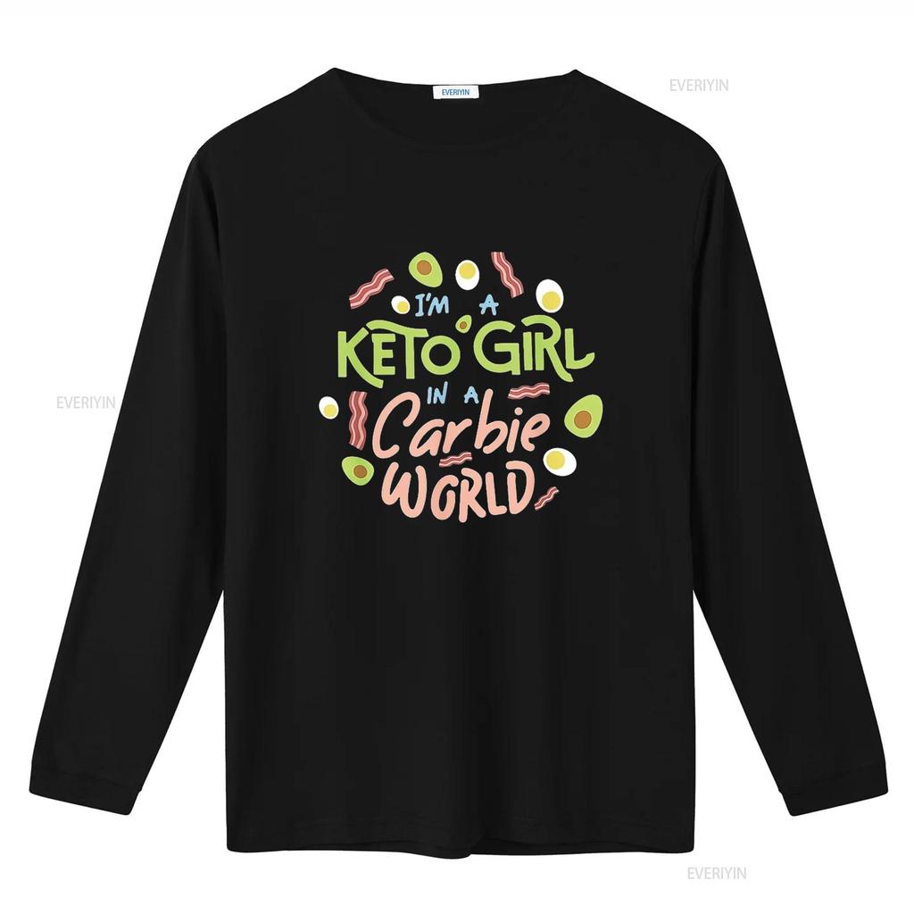 Unisexs Funny I M A Keto Girl In Carbie World Diet T Shirt Vintage Washed Casual Soft Streetwear Unisex Stretched Graphic