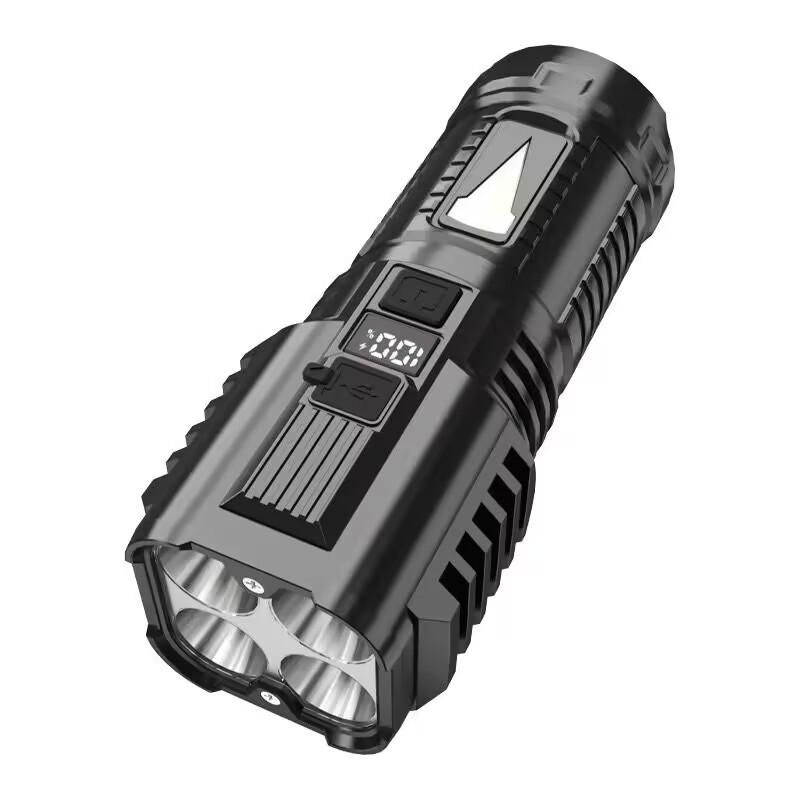 Super Bright Long Range LED Flashlight Tactical Light USB Rechargeable Light Telescopic Zoom Torch Camping Lantern Outdoor