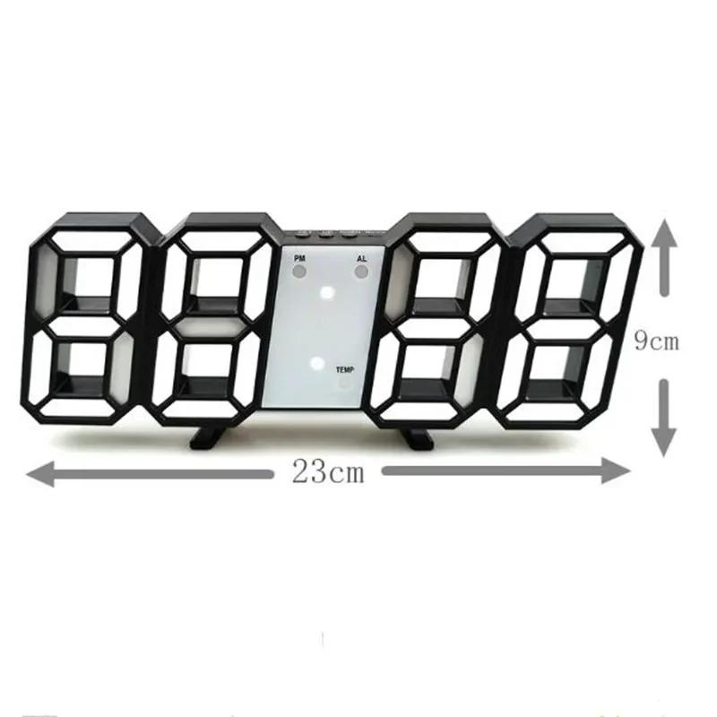 Night Digital Clock Wall Decor Mode Led Home and Decoration Clocks Hanging Watches Bedroom Room Large Interior 3D Light Garden