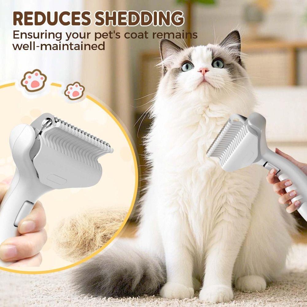 Stainless Steel Cat Dog Dematting Comb Push-button Type Pet Hair Remover Brush  Pet Accessories