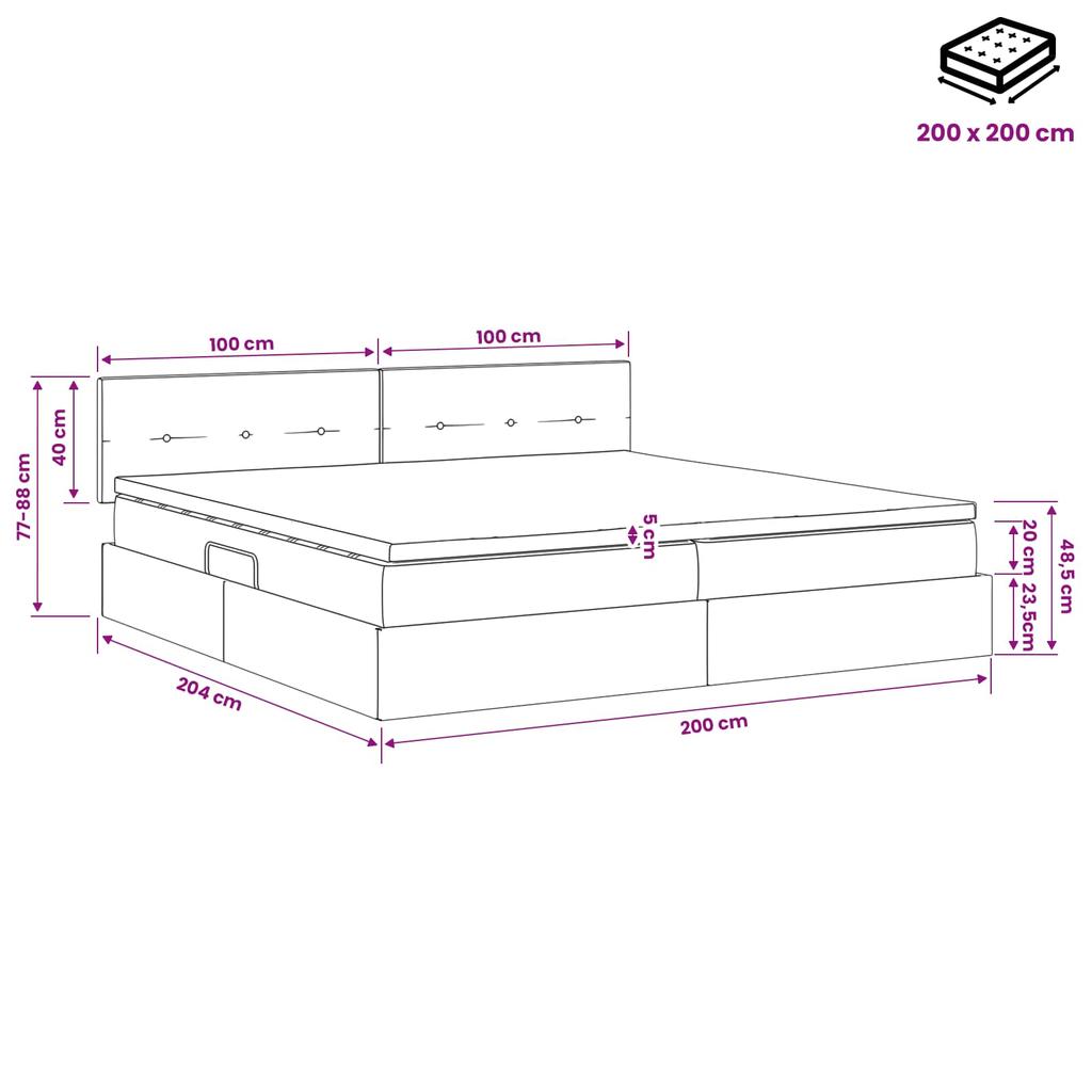 Storage Bed with Headboard Pink 200 X 200 Cm Velvet