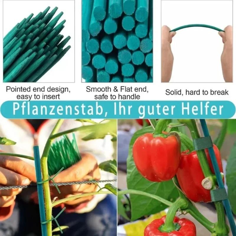 100/20x Plant Stakes Garden Green Single Stem Plant Support Stakes Sticks for Indoor Outdoor Vine Climbing Bracket Gardening