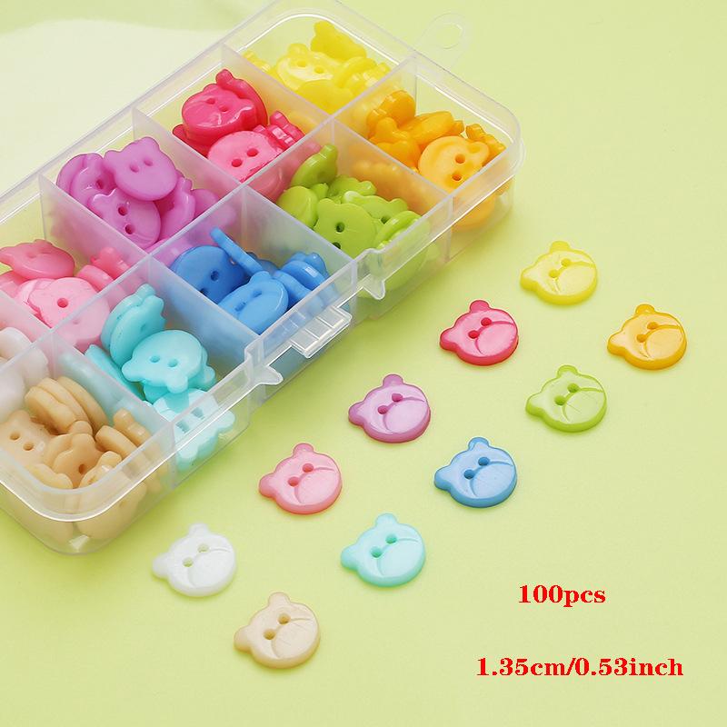 100pcs Boxed Colorful Resin Button Shirt Button Two Eyes and Four Eyes DIY Handmade Material