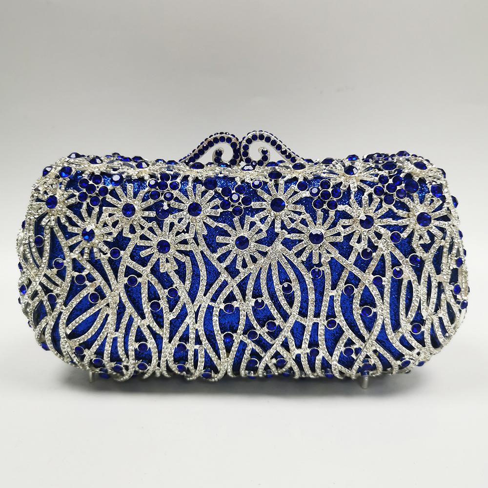 Women Rhinestone Evening Bag Green/Blue/Pink/Red Crystal Wedding Purses Bridal Prom Clutches Diamond Party Formal Handbags