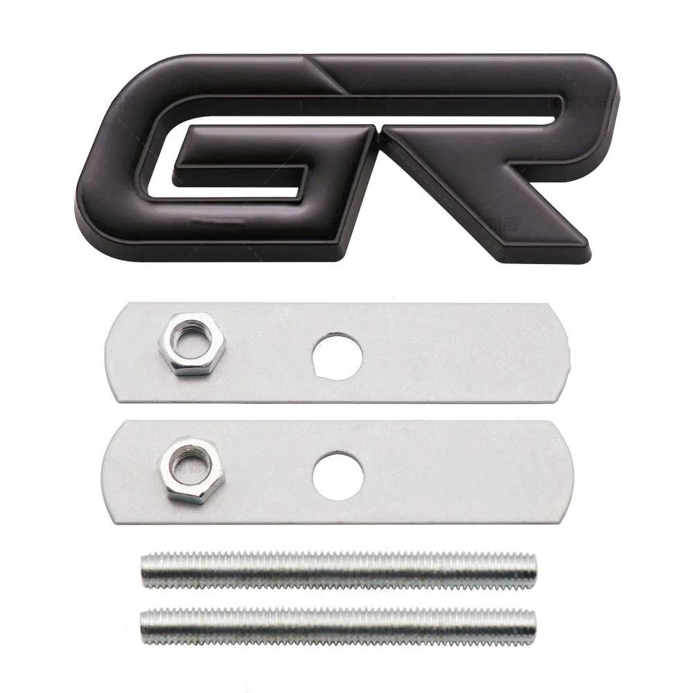 ADE1 3D Metal GR Car Front Grille Emblem Badge Rear Trunk Sticker Decal For Toyota GR Gazoo Sport C-HR RAV4 Mirai Avensis Prado Prius