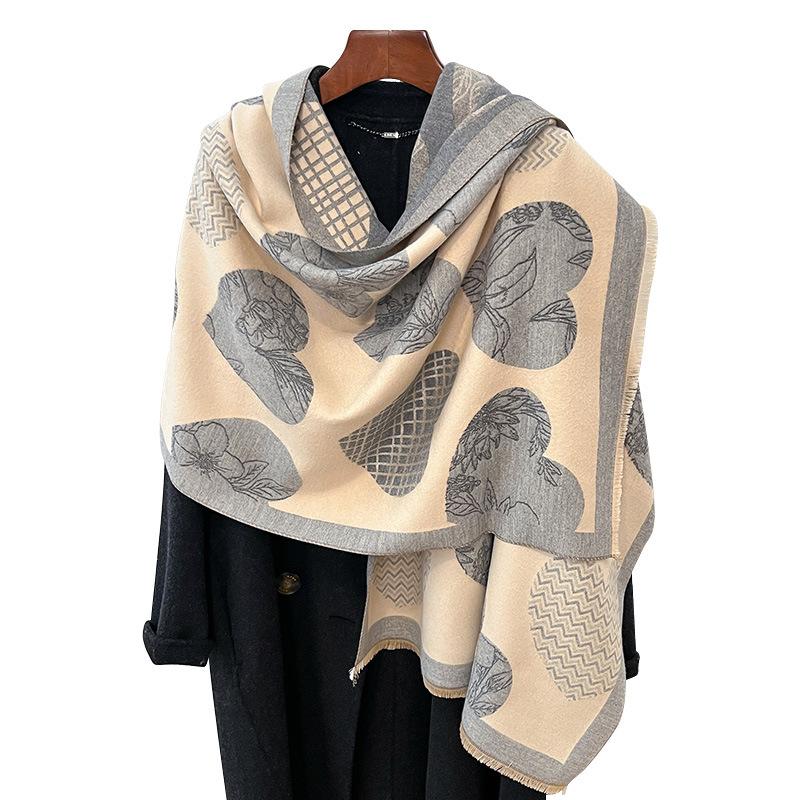 love pattern sweet cute fashion small fresh ladies imitation cashmere short beard fringed warm scarf