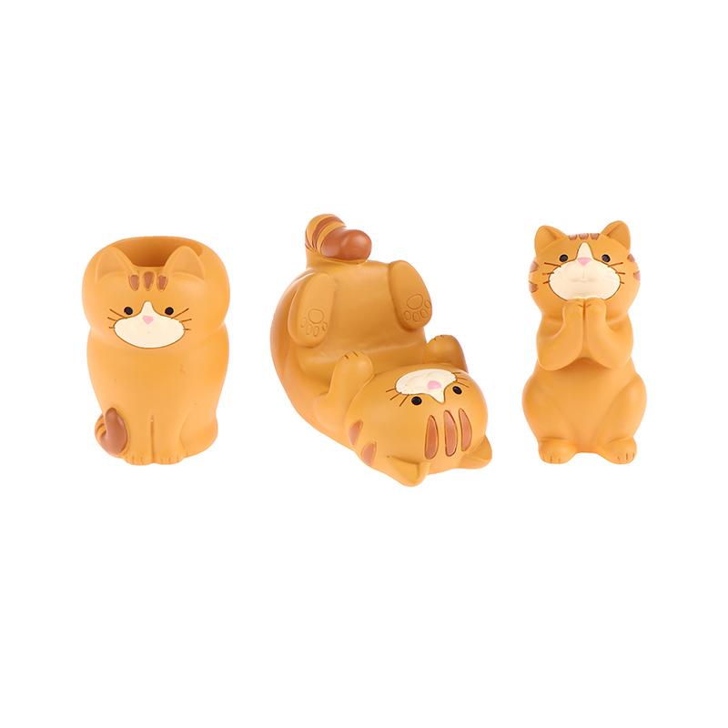 1Pc Japan Style Glasses Mobile Phone Holder Stationery Desktop Cat Decoration Collectible Home Decor Resin Craft Ornaments