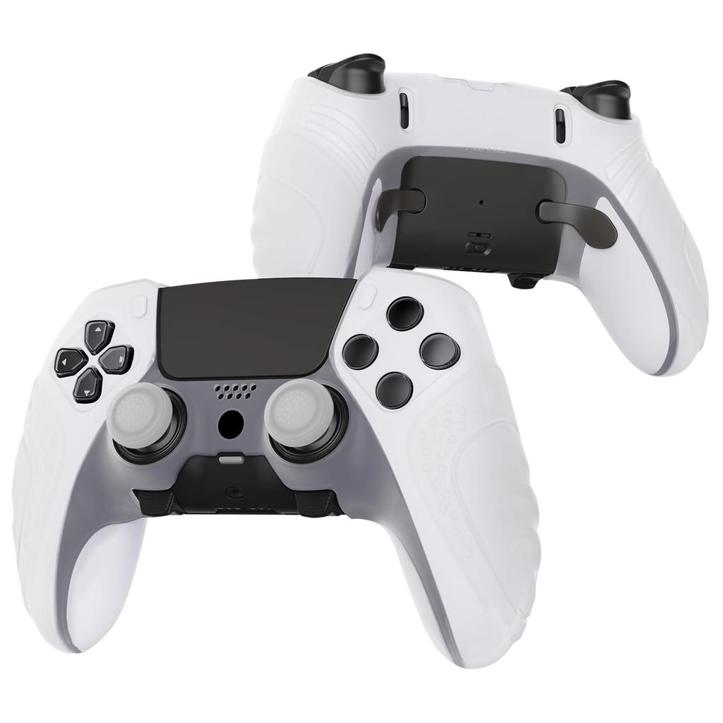 PlayVital silicone cover case for PS5 Edge soft rubber protector skin for PS5 Edge wireless includes thumb grip Edition Clear non-slip controller,