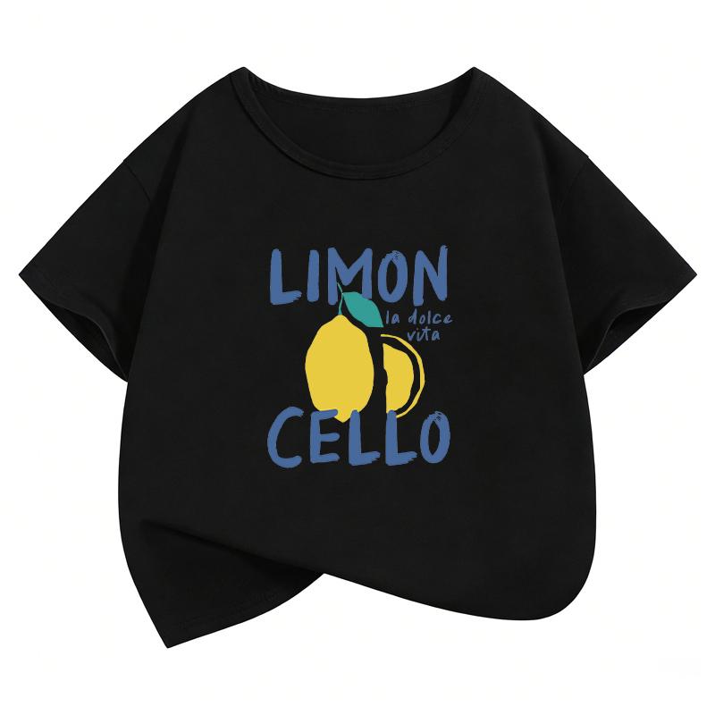 Limon Cello T Shirts Funny Fashion Retro Kids Childrens Short Sleeve Tshirt Boys Girls Casual Top Tee Summer Spring