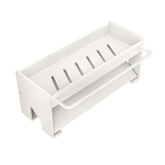 Draining Rack Kitchen Sink Organizer Anti-Rust Carbon Steel Structure Self-Draining Design Towel Rack Sponges Soap Detergent Bottle Holder