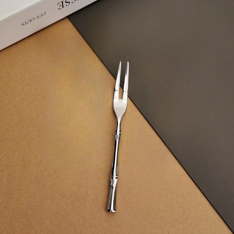 Bamboo Joint Dessert Fruit 304 Stainless Steel Fruit Dessert Fork Household Tableware Honey Mixing Spoon Exquisite Jam Spatula