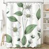 Artful Green Floral Print Shower Curtain Waterproof Bath Decor White Green 72x78 Inch (L) Modern Home Accents for Bathroom Decor