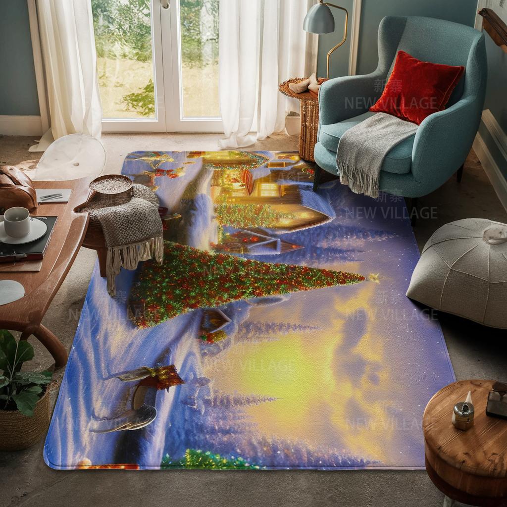 House Entrance Carpet Home Door Mat Living Room Bath Foot Bathroom Non-slip Water Absorption Rugs Bath Merry Christmas Winter