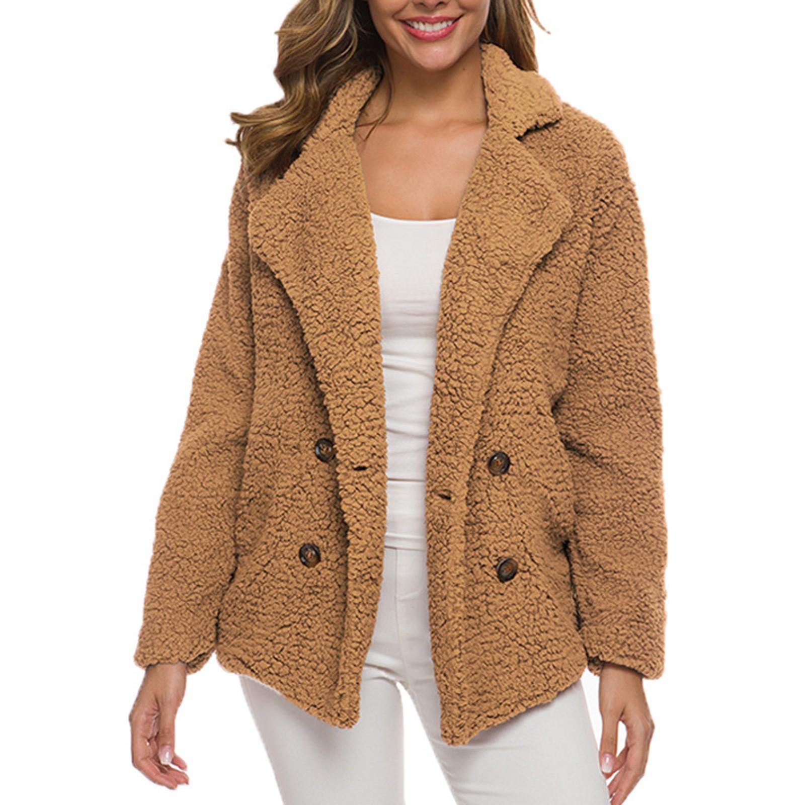 

Женский зимний повседневный утепленный костюм с воротником на пуговицах, куртка из овечьей шерсти, кардиган XXXL жёлтый