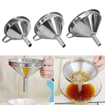 Trichter Groß Mittel Klein Küchen-Trichter mit ergonomischem Griff 304 Edelstahl Spülmaschinenfest Herzförmiger Entlüftungskanal Koch-Trichter