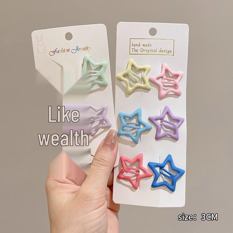 Y2K Dopamine Color Pentagram Small Hair Clip for Women & Kids - Cute Bangs & Side Hair Accessory