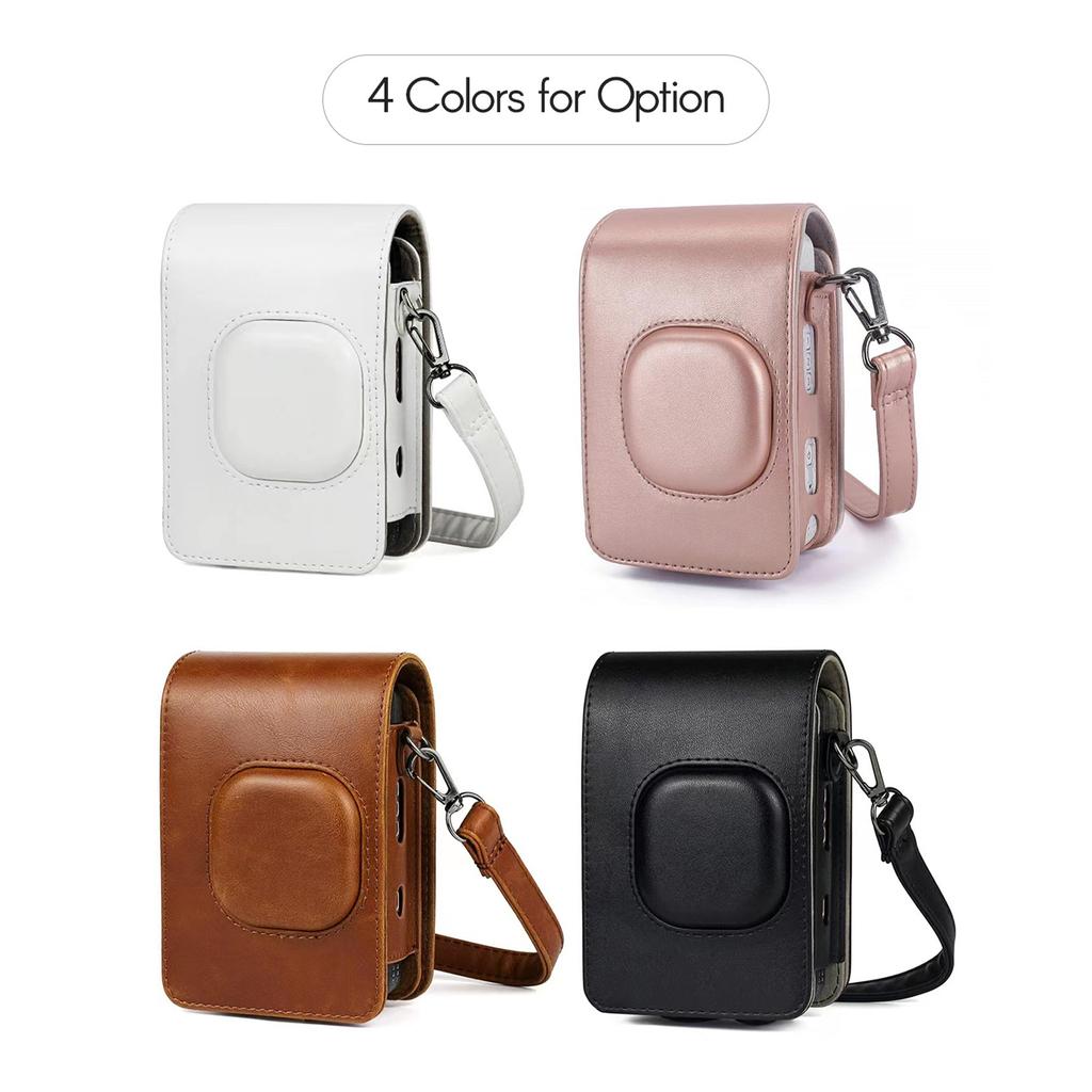 Compact Size Instant Camera Case Bag PU Leather with Shoulder Strap Compatible with Fuji Mini LiPlay