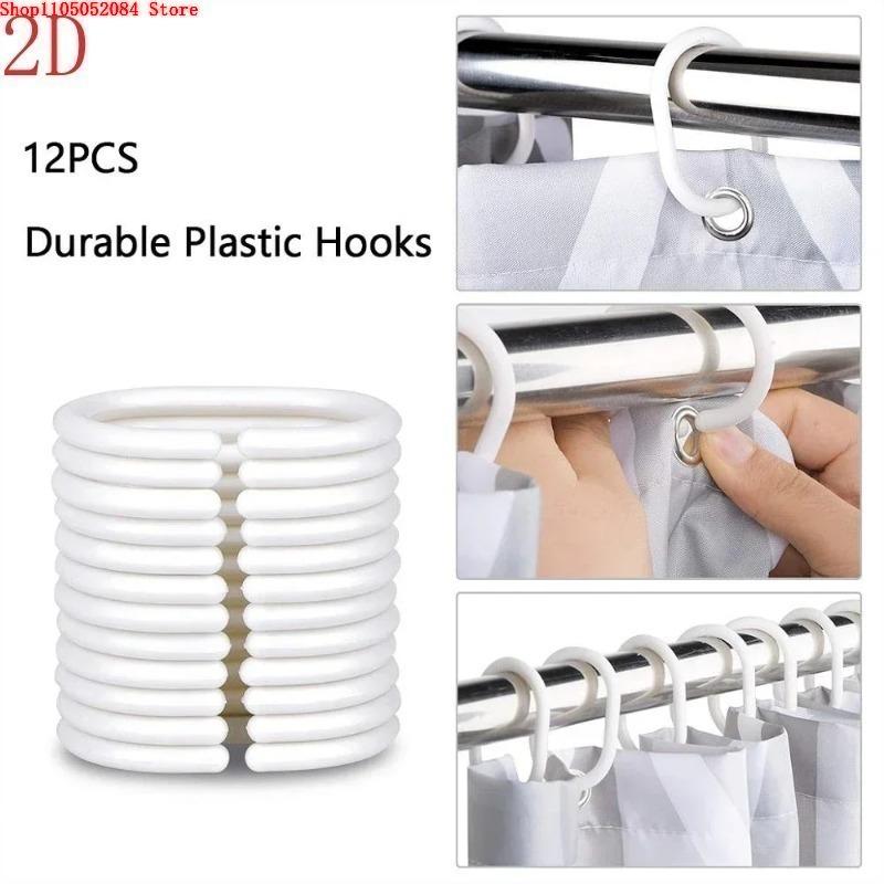Easy Clean Shower Curtain With Hooks Mildew Resistant For Home And Commercial Use