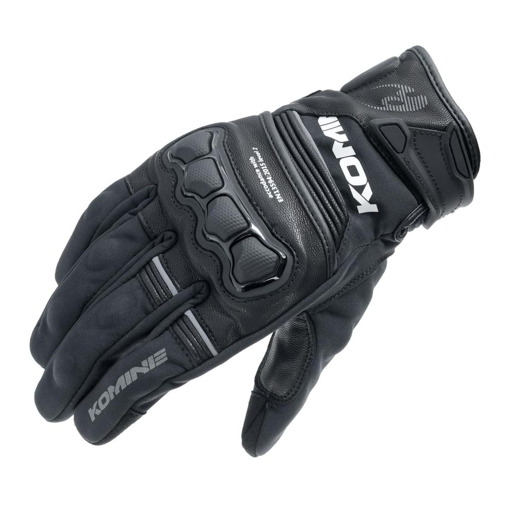 KOMINE Motorcycle Gloves High Protection Leather Windproof Gloves HG Black L GK-856