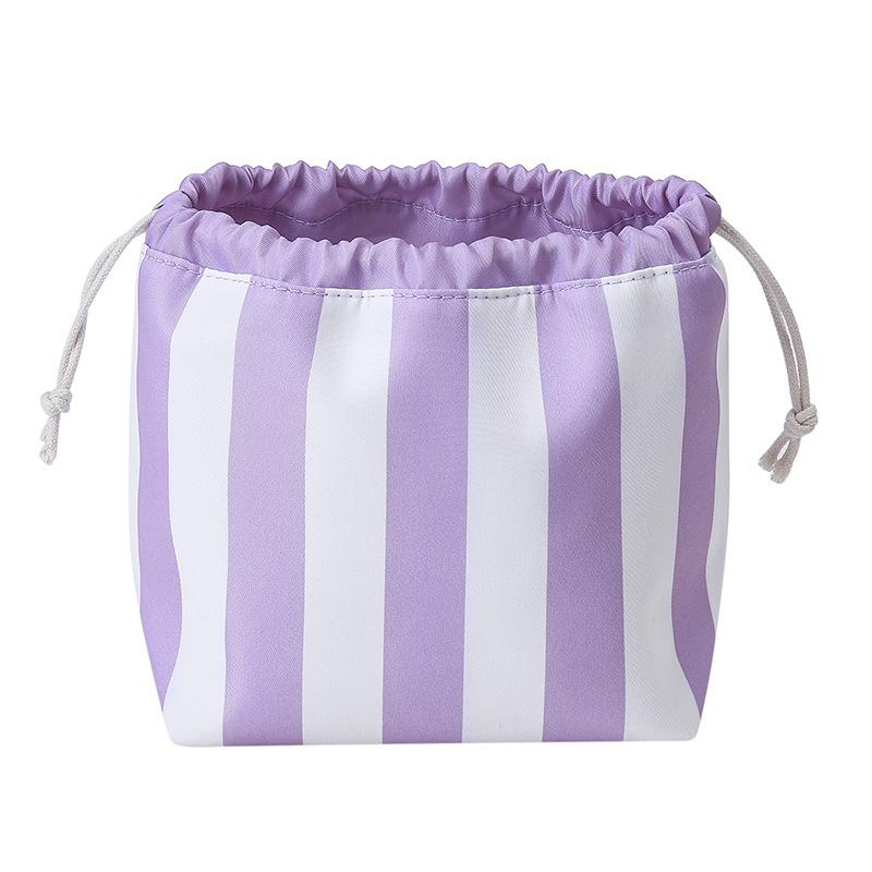 Large Capacity Cute Makeup Bag with Drawstring - Large Striped Travel Toiletry Bag Cosmetic Wash Storage Bag for Women