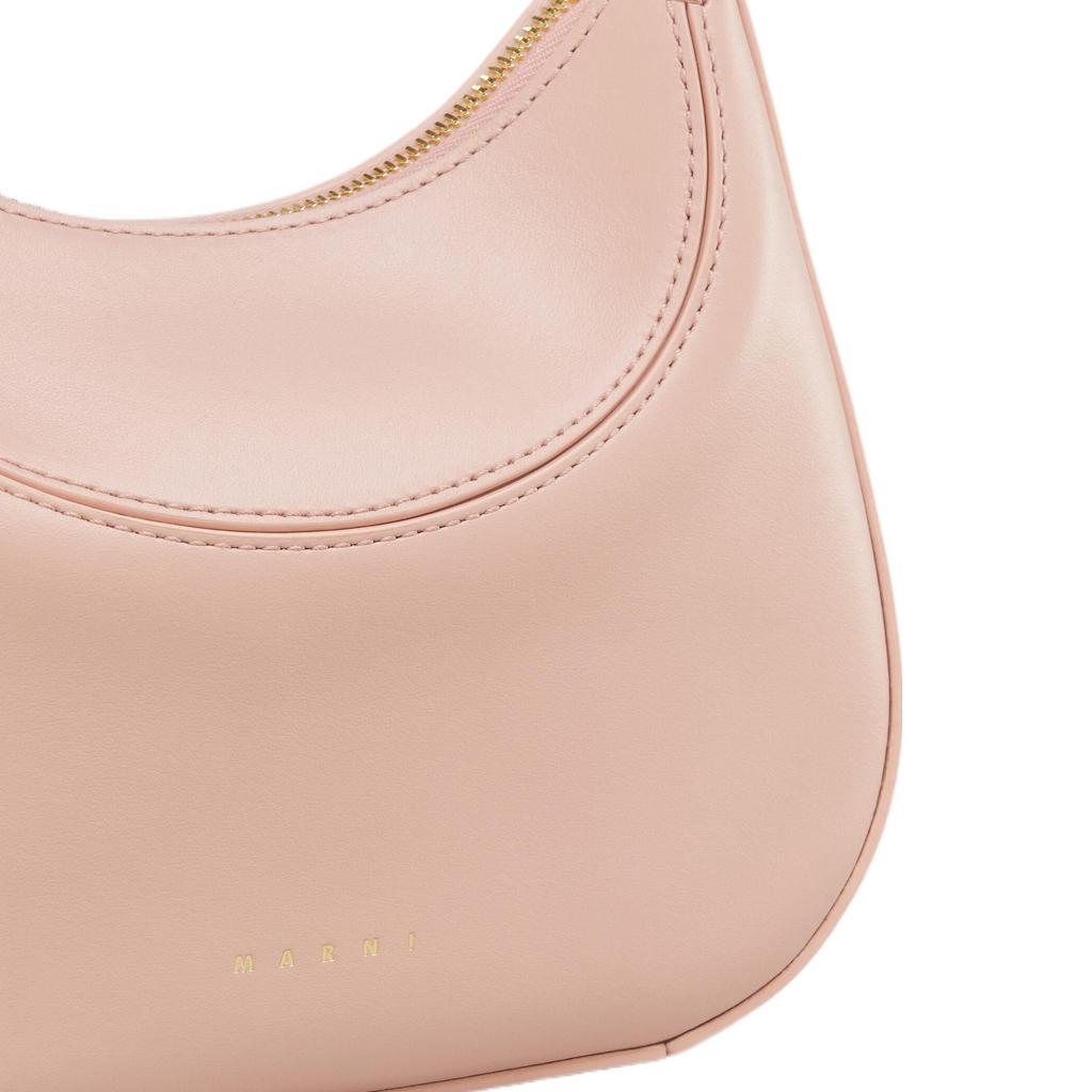 Marni Milano Gold Print Logo Zipper Closure Leather Tote Shoulder Bag Women Bags Light-Pink BMMP0103U0LV58900C33