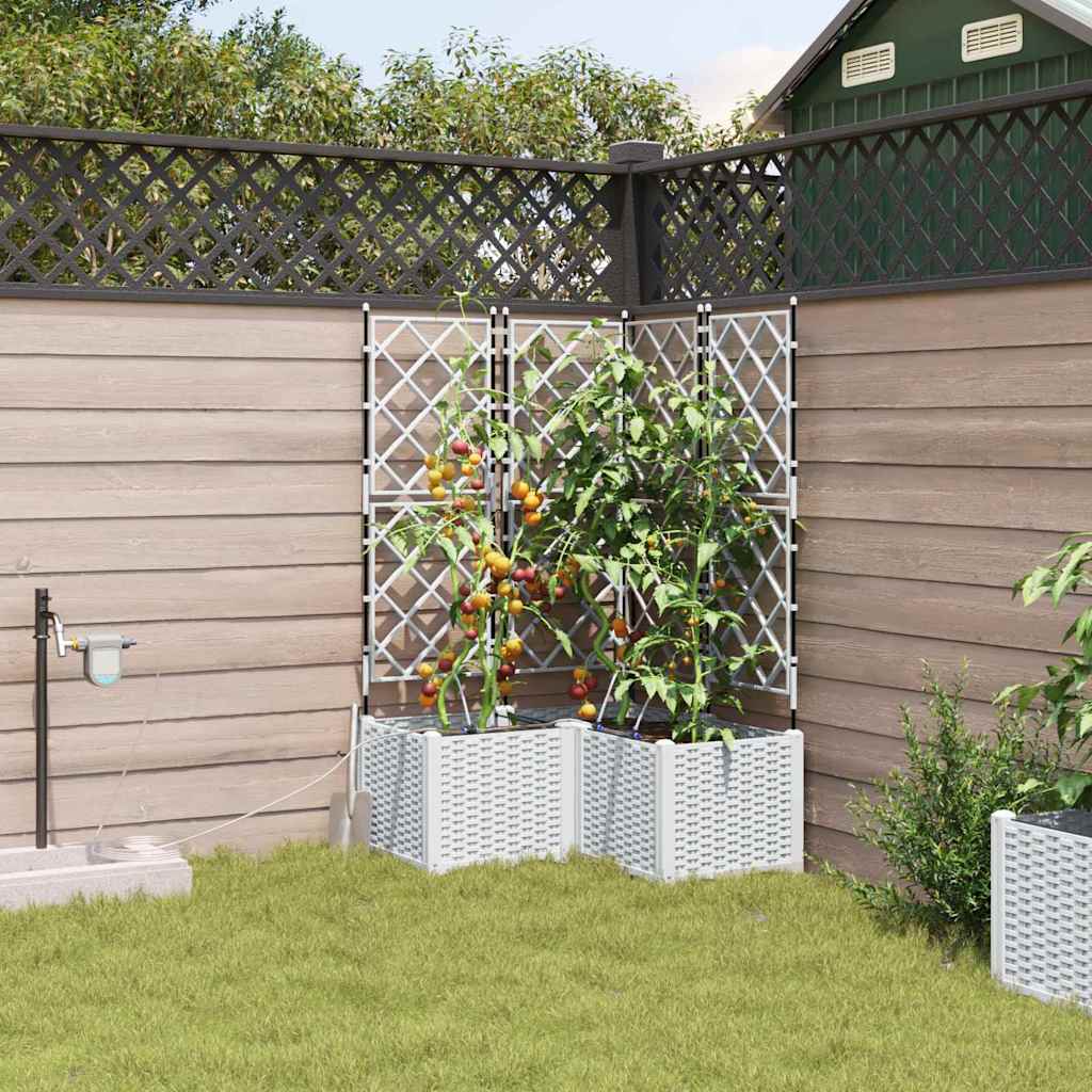 Garden Planter Set 3 Pcs White 80 X 80 X 142 Cm Plastic