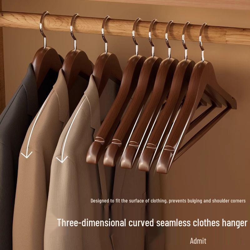 Anti-Slip Solid Wood Clothes Hanger - No Trace, Ideal for Home, Store, and Hotel Wardrobes