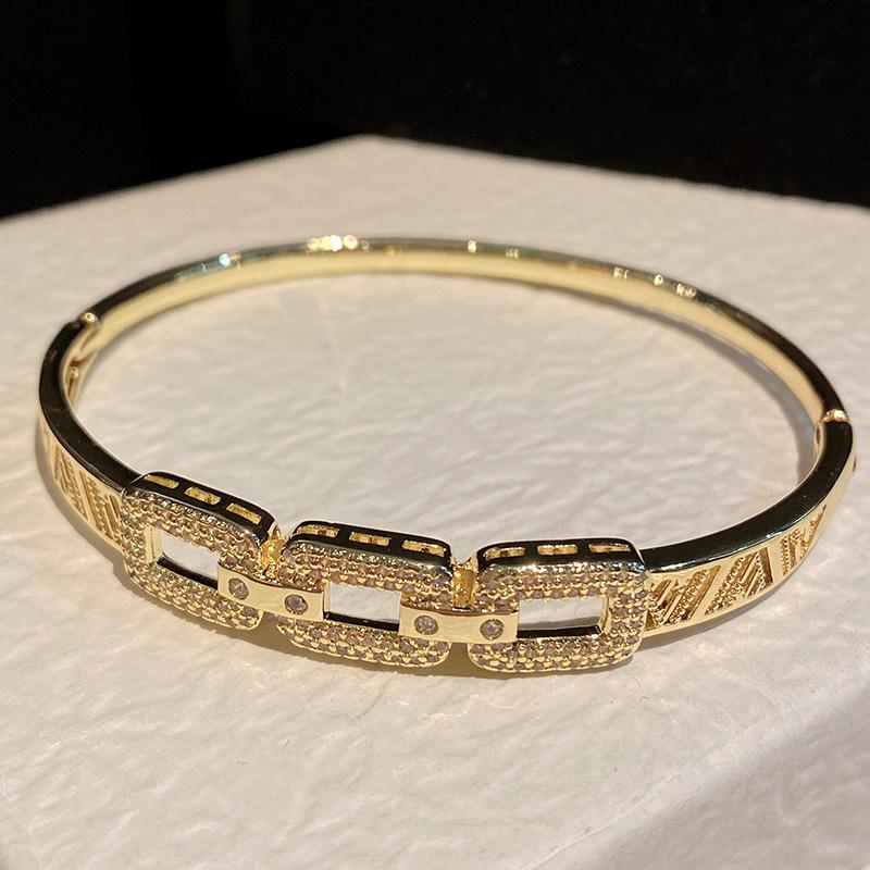 Европейские и американские женские браслеты, универсальные металлические браслеты, стразы, браслеты с полым отверстием, женские