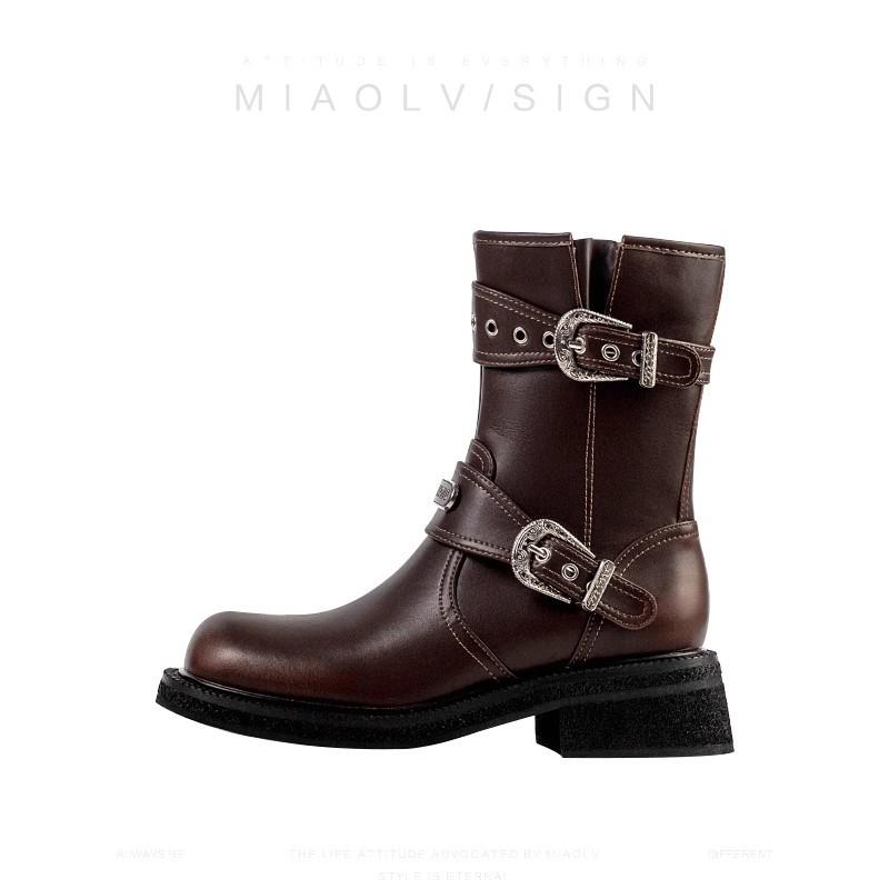 Mid-calf Women's Chelsea Boots Thick Mid-heeled Boots New Style 2024 New Style Comfortable Solid Color Fashion Trend Hot Selling