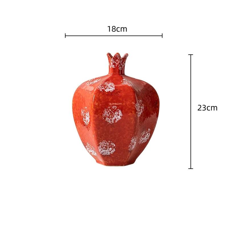 Creative Red Pomegranate Ceramic Vase Handmade