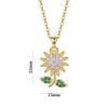 Trendy Minimalist Copper Sunflower Necklace for Women Sweet Delicate Zircon Link Chain Jewelry