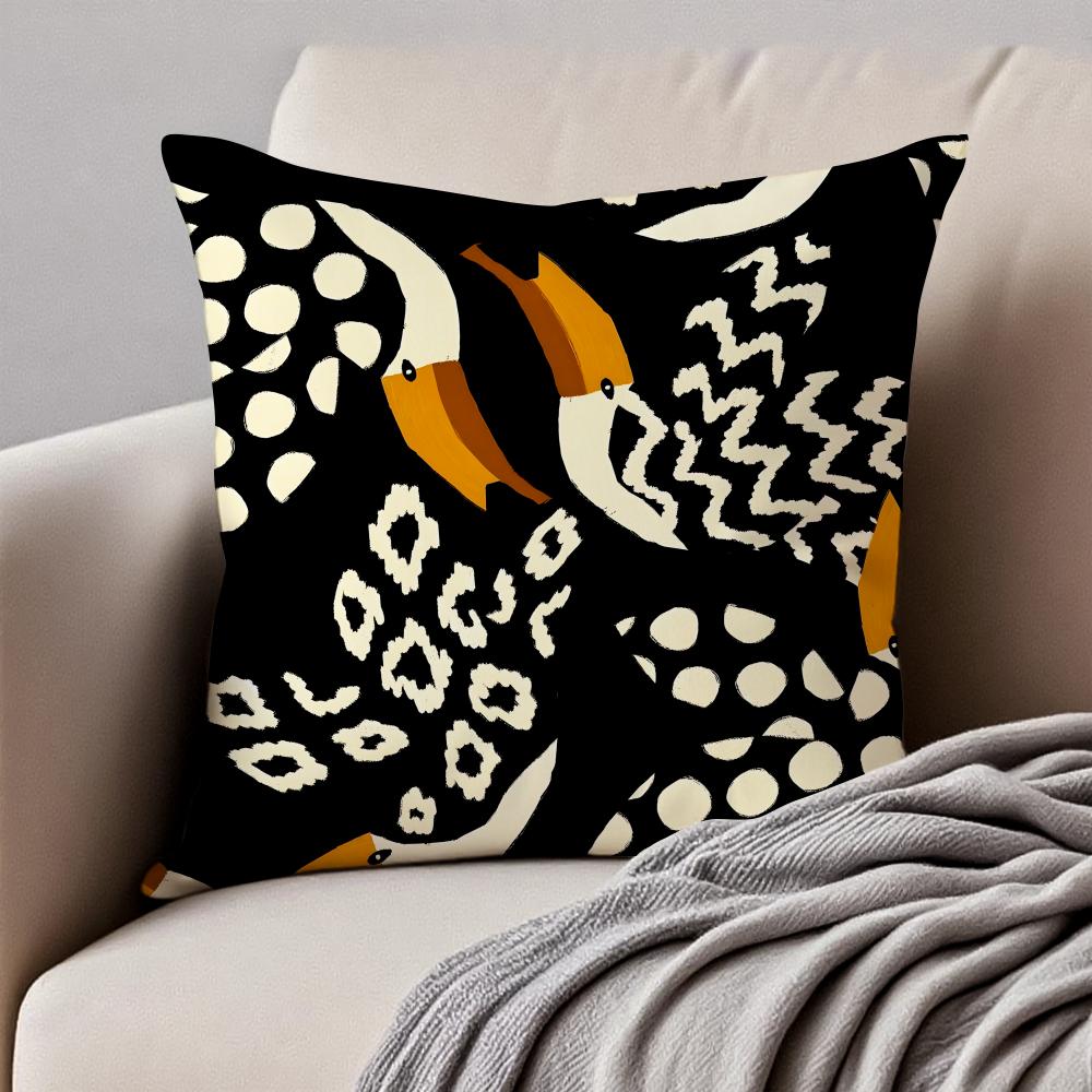 Creative Abstract Illustration Art Cushion Cover Pillowcase Antidustmite Invisible Zipper Short Plush Sofa Cushion