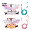 Durable Metal Traction Ring No Pull Dog Harness with 5Ft Leash, Cute Colorful Wings Harness, Adjustable Medium Walking Vest Reflective Handle