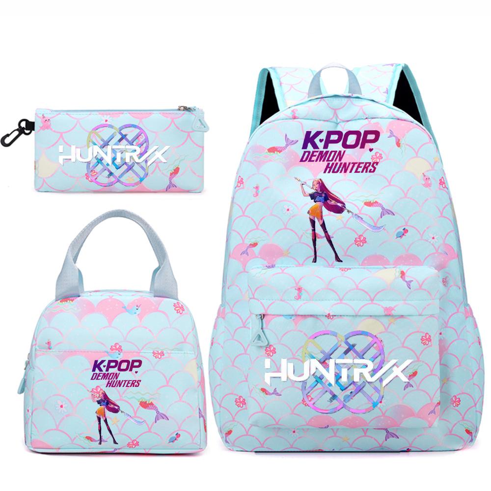 3 Stück/Set Anime Niedlich Kpop Bedruckter Rucksack Handtasche Federmäppchen für Teenger Studentin Student Junge Schultasche Kinder Schultasche Große Kapazität Reisetasche Geschenk