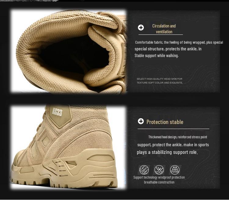 Men's Plus Size Outdoor Tactical Combat Boots - Wear-Resistant Military Hiking & Mountaineering Footwear