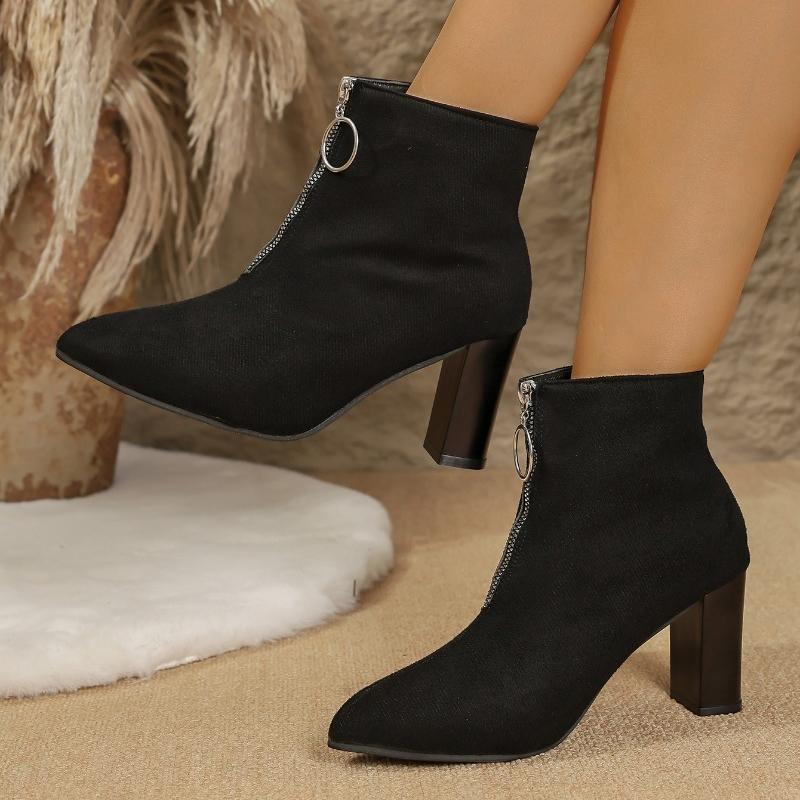 

Autumn And Winter New Korean Version Trend Niche Fashion Slim Pointed Thick Heel Versatile Temperament High-heeled Boots 36