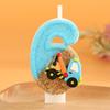 Handmade Cartoon Excavator Birthday Number Candles for Kids' Cake Decoration