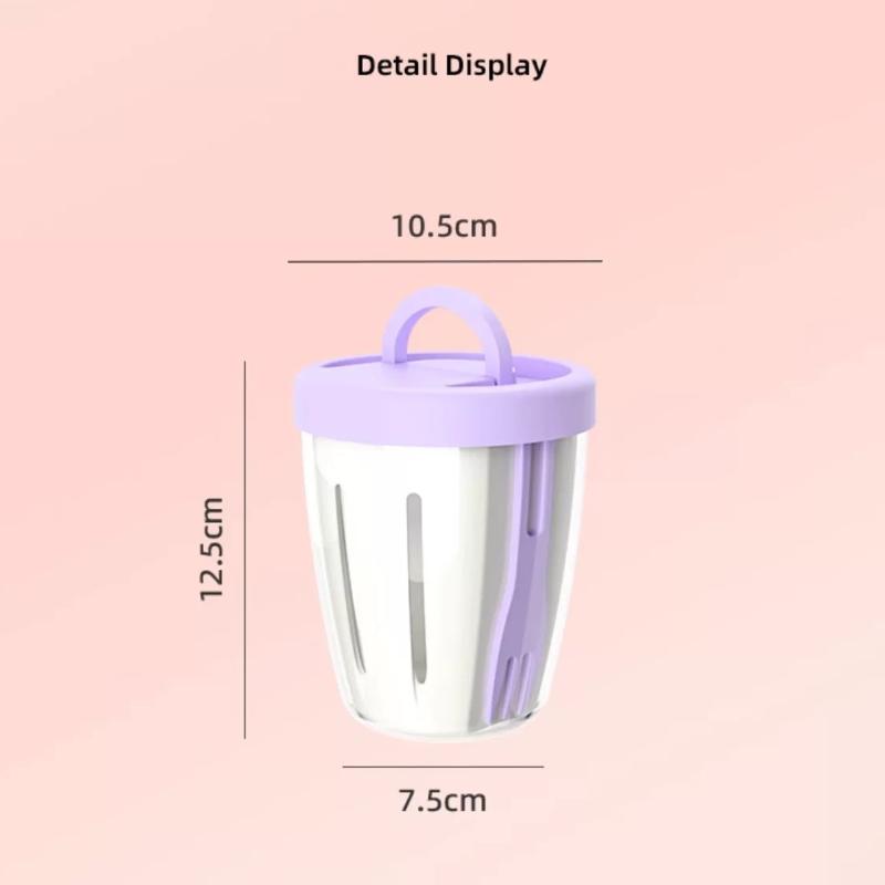 Cylindrical Salad Container—Plastic Fruit Cup With Fork And Drainage Holes, Multi-Purpose Portable Vegetable Lunch Box