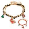 Christmas Reindeer Bracelet Santa Claus Bells Hat Gloves Xmas Tree Pendants Jewelry