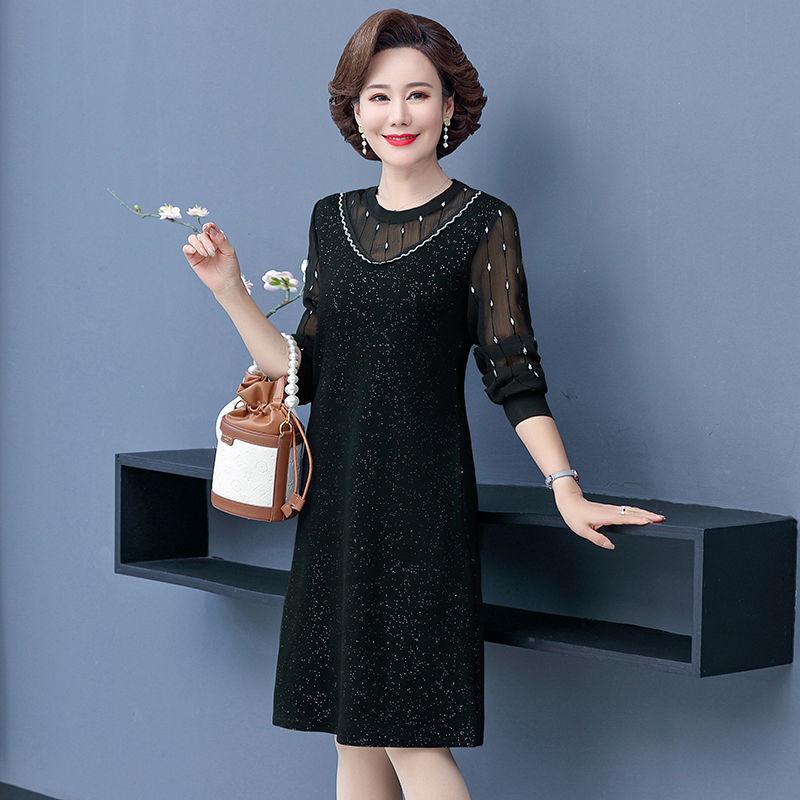 

Платье с круглым вырезом, высококачественное, комбинированное, с длинными рукавами, для женской весенней одежды, базовое платье для весеннего стиля, новый западный стиль 5XL чёрный