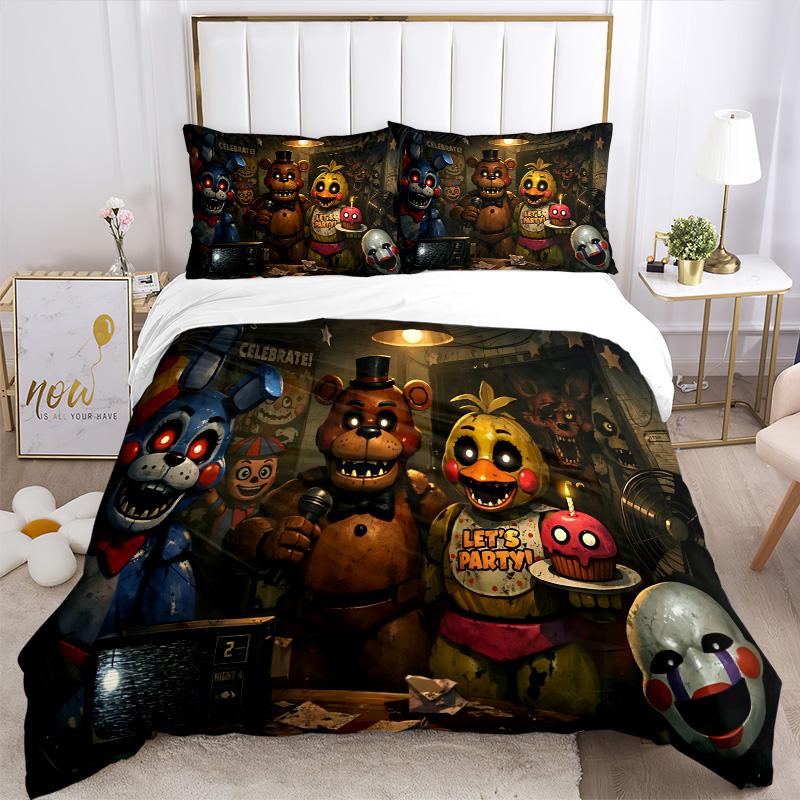 Five Nights Freddy'S Party Print 3Pcs Bedding Setduvet Cover With 2 Bedropillowcase Home Birthday Gift