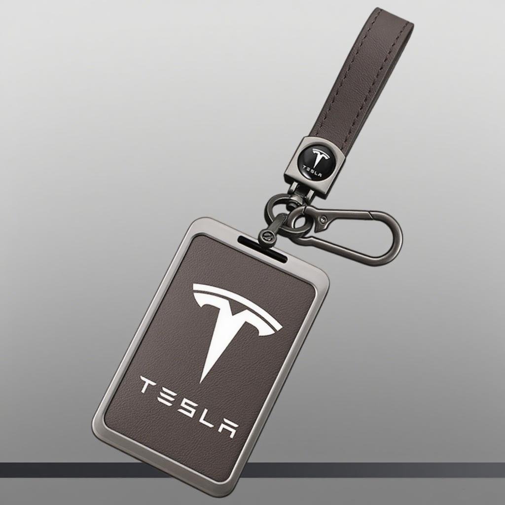 Leather Car Smart Remote NFC Card Key Cover Case Holder Shell Bag for Tesla Model 3 Model Y Protector Auto Keychain Accessories