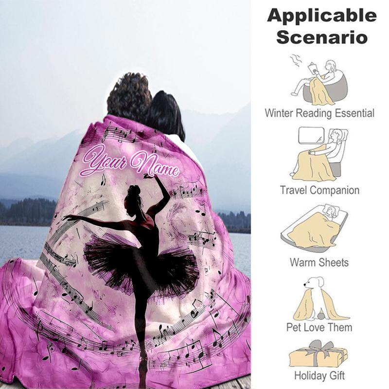 1PC Custom Name Dance Harmony Flannel blankets Patterns Throw Blanket All-Season Soft Gift for Couch, Bed, Camping gifts