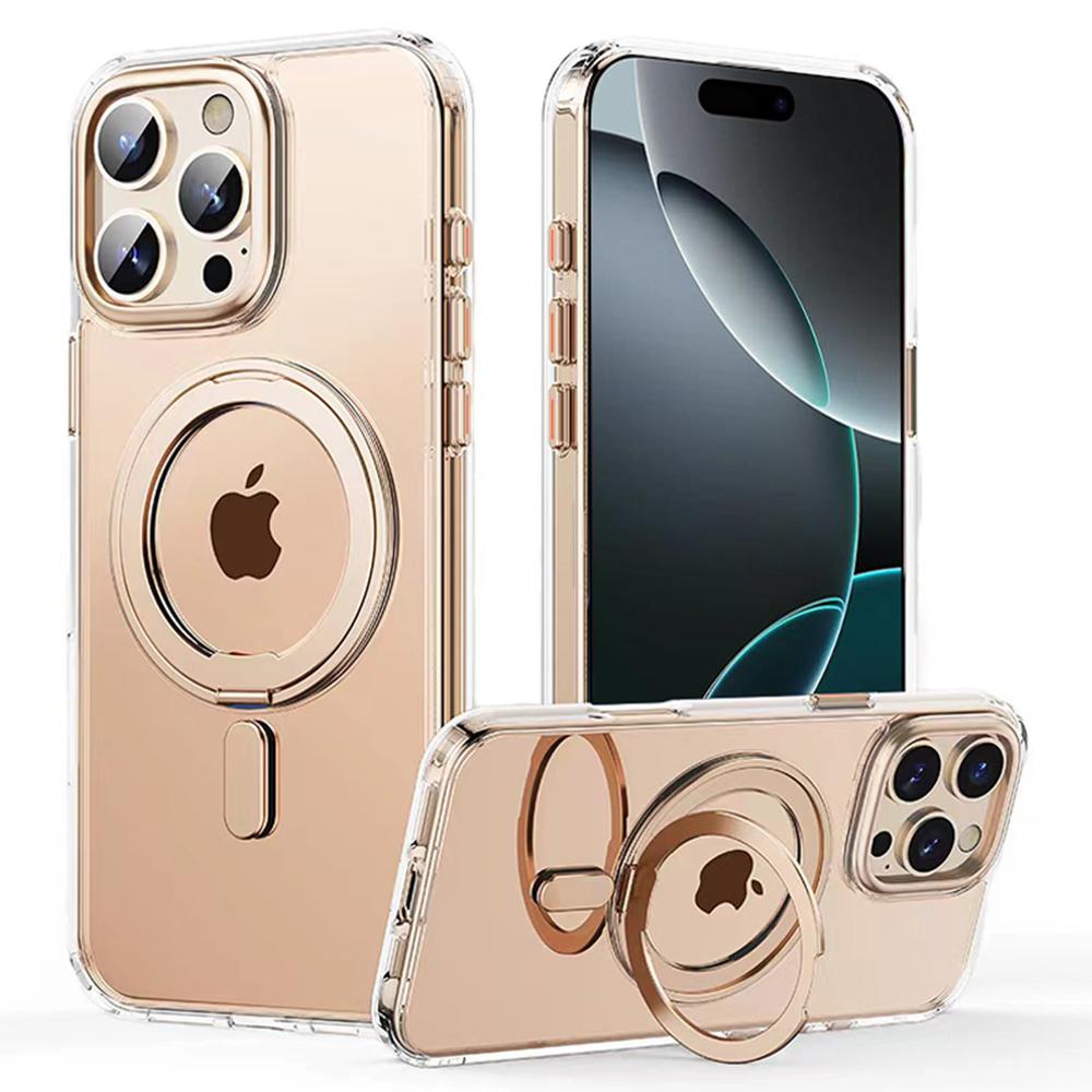 For iPhone 16 Pro Max Case Compatible with MagSafe TPU+Acrylic+Metal Kickstand Matte Phone Cover F