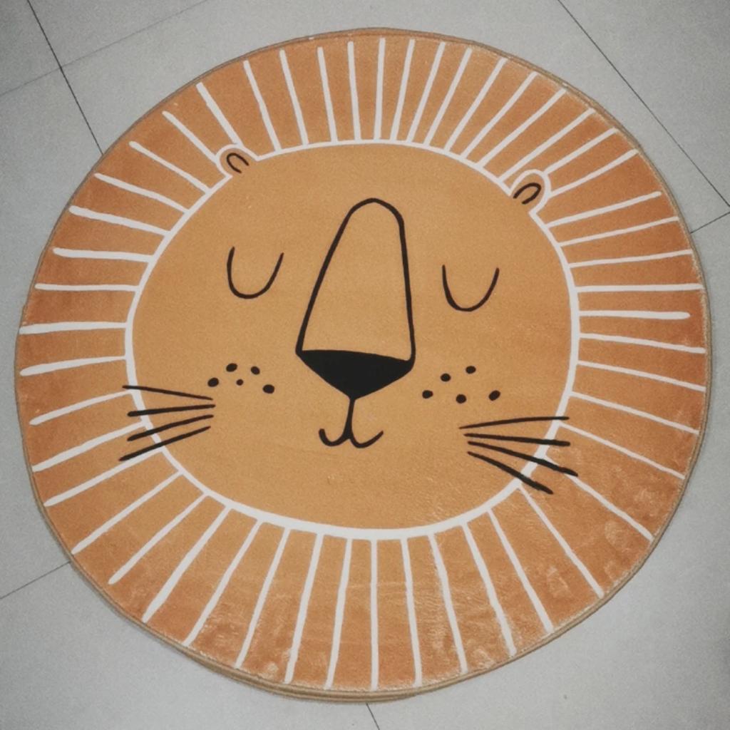 Cartoon Lion Playmat Round Shape Mat for Children Kid Play Pad Round Carpet Living Room Rug for Bedroom Pography Props