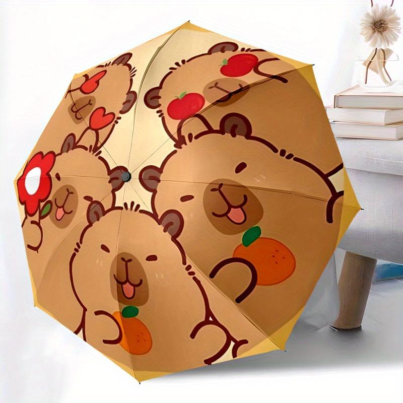 1pc Cute Capybara Print Umbrella - 8-Rib Automatic Open/Close, Fashionable Compact Umbrella for Outdoor Adventures yy250813194