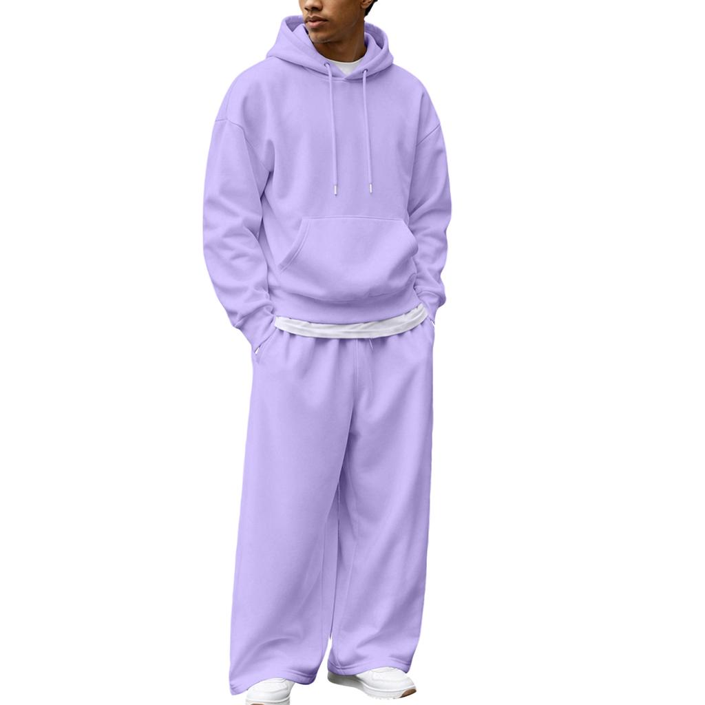 Ensemble sweat à capuche zippé et pantalon de jogging d'hiver pour homme - Tenue décontractée par temps froid